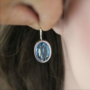 Silver Plated Blue Crystal Earrings